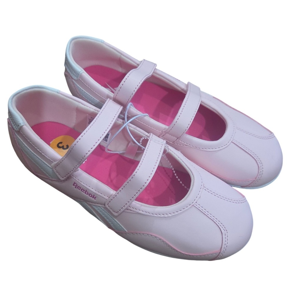 Reebok Kids Pink Mary Jane Sneakers Double Strap Flats 3 New Street Ballet Sport